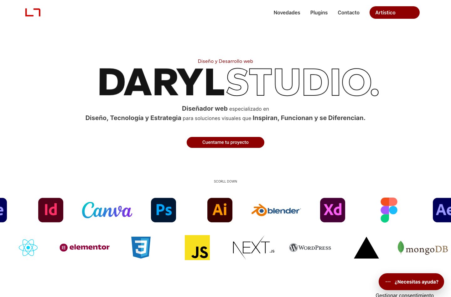 Proyecto web de Daryl Studio dentro del portfolio artístico de Daryl Roja